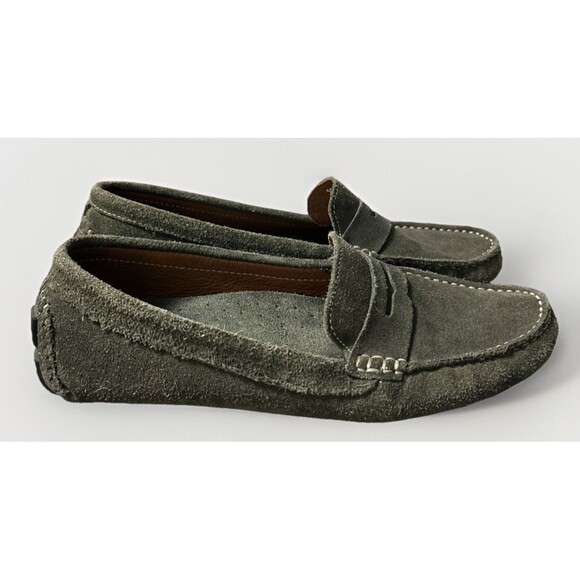 Saks Fifth Avenue Olive Suede Loafers - Picture 2 of 7